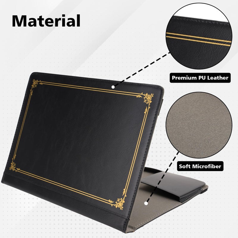 TT TYTX TYTX Compatible with MacBook Pro Case 13 Inch, PU Leather MacBook Case fits for Model M2, 2024, 2023, 2022-2016 A2338 M1 A2251 A2289 A2159 A1989 A1708 A1706, Laptop Cover with Pen Holder, Black - Image 3